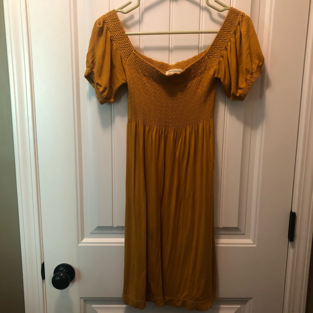 Mustard Color Stretchy off the shoulder dress